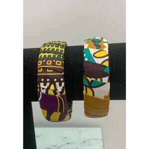 Lot Of 2 African Fabric Bracelet Bangles